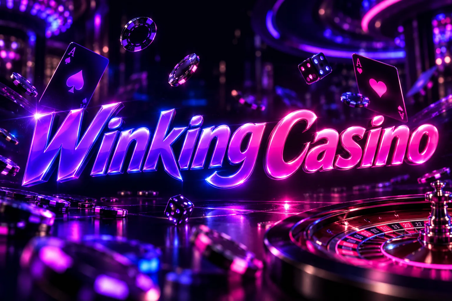 Vordmark neón de Winking Casino con el bono de bienvenida de $300.000 para Argentina